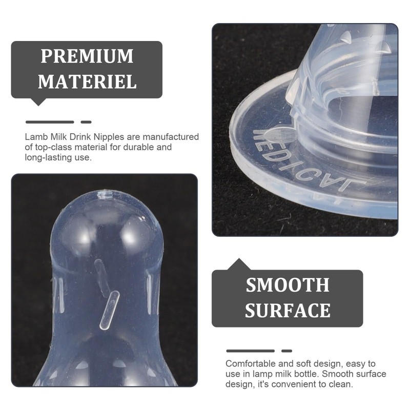UKCOCO Lamb Feeding Nipples, 10-Pack Thickened Milk Bottle Teats Suitable
