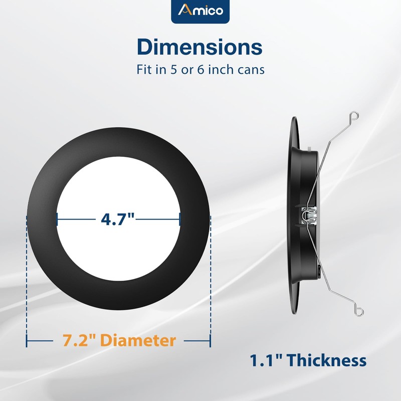 Amico Recessed Lighting 5/6 Inch, 1 Pack 5CCT Flat LED