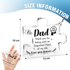 Dad Father Birthday Gifts - Acrylic Puzzle Plaque, Fathers Day Gift Ideas, Fathers Day Best Dad Gifts from Daughter/Son, Dad Birthday Gifts, Dad