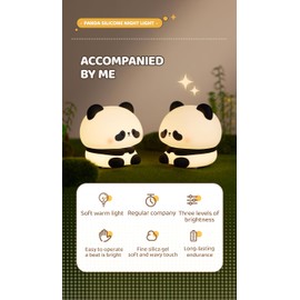 ATSUI Cute Panda Night Light, LED Squishy Novelty Animal Night Lamp, Food Grade Silicone, 3 Level Dimmable Rechargeable Nursery Nightlight for Breastfeeding Toddler Baby Kids, Cute Gifts for Kids