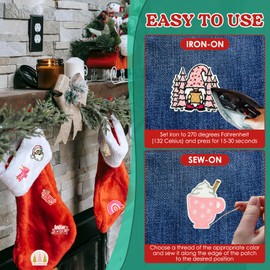 XMJY 9 Pcs Iron on Patches for Christmas - Funny Cute Christmas Tree Xmas Santa Cartoon Embroidered Patches, Sew on Repair Appliques Patches for Clothing Stockings Backpacks Hats Jeans