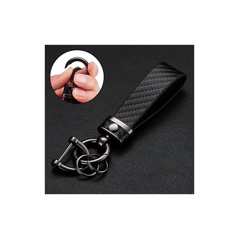Carbon Fiber Style Car Keychain Microfiber Leather Key Chain, Universal