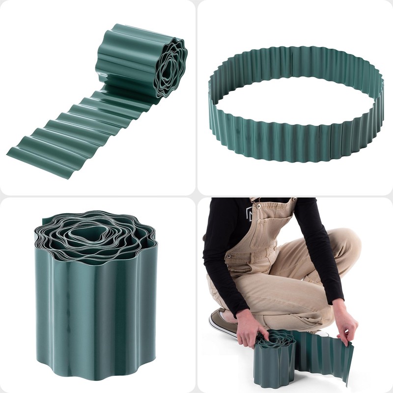 KADAX Lawn Edging 15 cm x 9 m, Plastic Flower