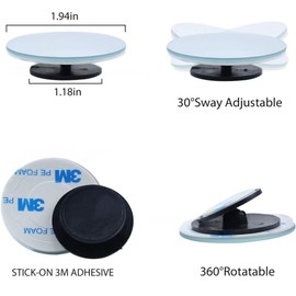 2 - Piece Set of 2 - Inch Round Frameless High - Definition Convex Blind Spot Mirrors: Wide - Angle Adjustable Rear - View Mirrors with Stick for Car, SUV, and Trucks