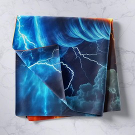 Erosebridal Orange Blue Tornado Tapestry Lightning Tapestries Medium 59X59 For Kids Boys Girls,Natural Disaster Dark Cloud Tapestry Wall Hanging Tornado Hurricane Wall Art Decor For Bedroom
