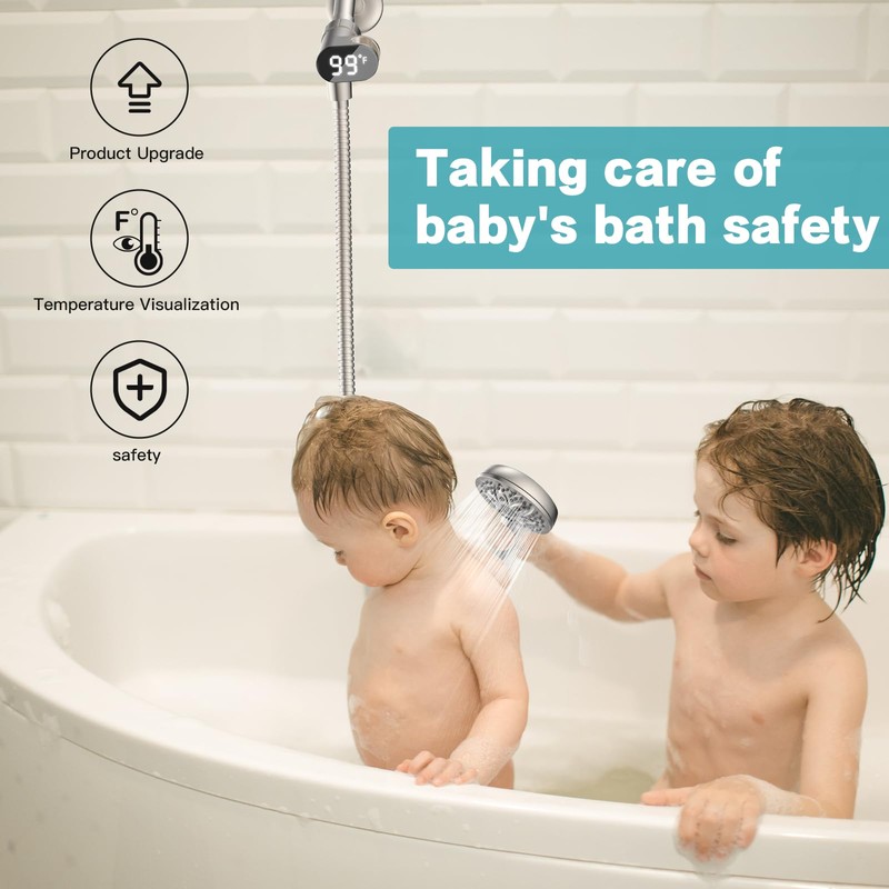 JDO LED Display Shower Thermometer Mount Bracket for Shower Arm