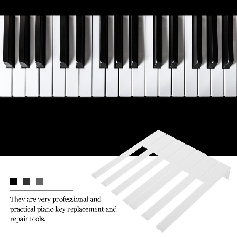 Vaguelly 52pcs Piano Keytops White Piano Keytops with Fronts Piano