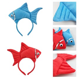 Meiliyizu Unisex Cartoon Headband Stuffed Fish Shape Hair Hoop Plush Party Headpiece Hairband Party Cosplay Costume Props, Red