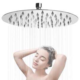 Shower Head Rain Shower Stainless Steel 8 Inch Self-Cleaning Rain Shower Head Shower Head Water-Saving Shower Head Rain Shower Built-in Shower Heads, Economy Shower Head 360° Adjustable Round, Chrome