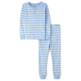 Gymboree,Unisex Kids,and Toddler 100% Cotton Long Sleeve and Pant Henley Gymmies,Blue Striped,2T