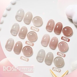 GAOY- Esmalte de uñas en gel de cuarzo rosa en gelatina de 6 colores transparentes, nude, rosa y gris, kit de esmalte en gel transparente para Sa