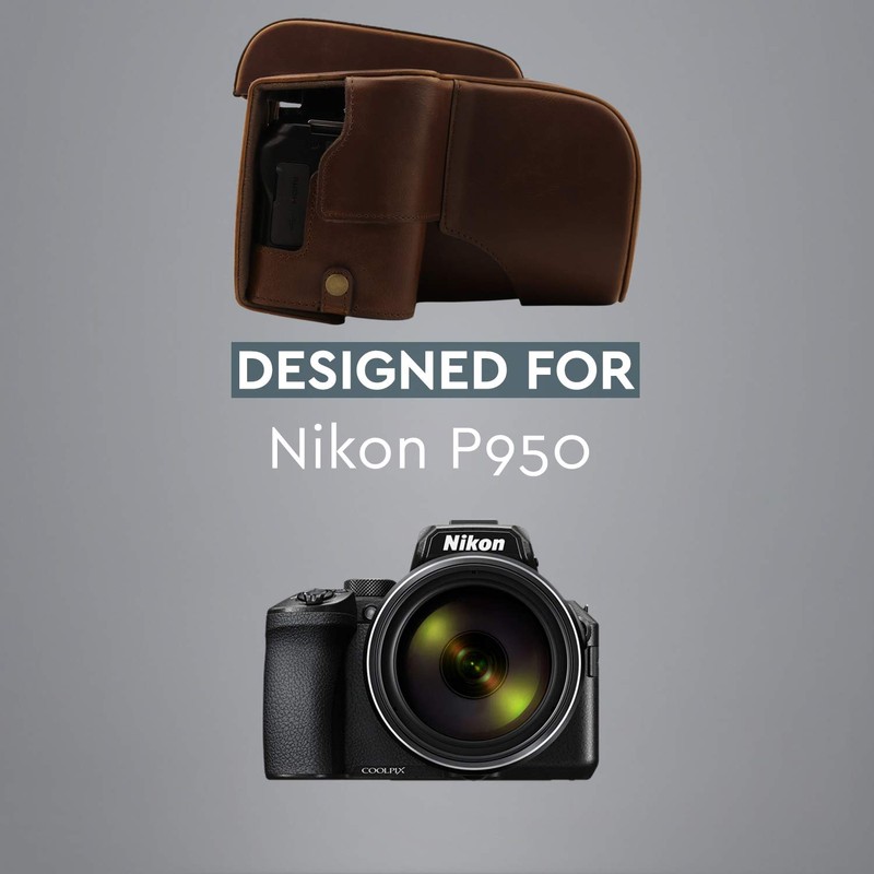 MegaGear Faux Leather Case Compatible with Nikon Coolpix P950 -