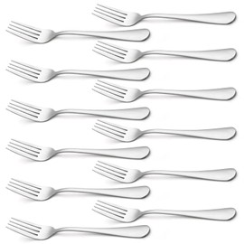 Briout Silverware, Dinner Fork 8 Inches, Forks Set of 12 Premium Food Grade Stainless Steel Forks for Home Kitchen Party Restaurant, Mirror Polished Dishwasher Safe