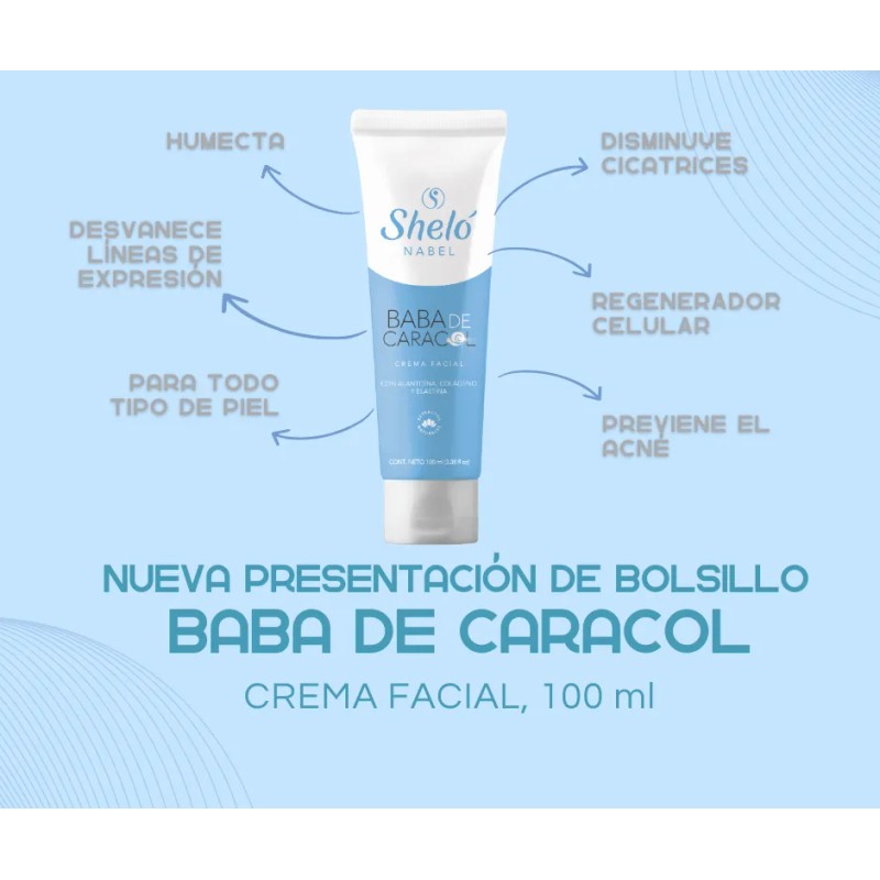 Baba Caracol Sheló Nabel Crema Facial Bolsillo 100ml Todo Tipo