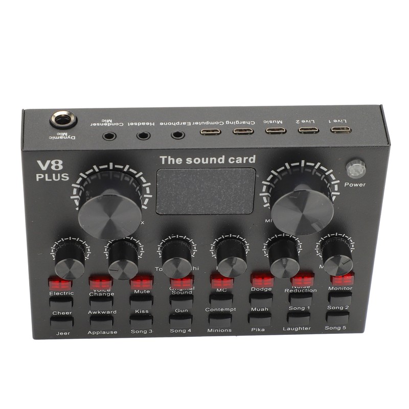 Live Sound Card with Built in Microphone Clear Recording Portable