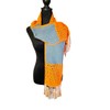 Upcycled Denim and Crocheted Scarf, Orange, White, Denim