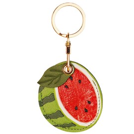 Leather Anti-Lost Keychain Case Cover for AirTags Tracker Holder, Anti-Drop Scratch Cute Watermelon AirTag Holder with Keychain Accessories for Women Kids Pets Backpacks (Watermelon)