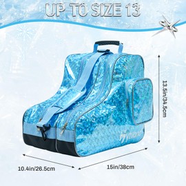 Hytiland Roller Skate Bag - Stylish Holographic Fashion Model, Spacious Big Capacity, Breathable Mesh, Waterproof & Durable Figure Skating Bag For Women And Youth