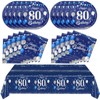 Blue 80th Birthday Decorations for Men Navy Blue Silver Happy