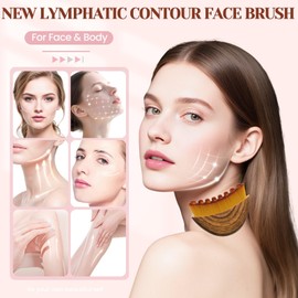 2 Pcs New Lymphatic Contour Face Brush, Lymphatic Drainage Massager for Chin & Neck,Ultra-Soft Bristles Suitable for All Skin Types,Portable Ergonomic Beauty Tool with Travel Case