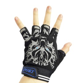 EurHouse Kids Boys Fingerless Cycling Gloves Cycling Short Mittens Age 4-8 Years
