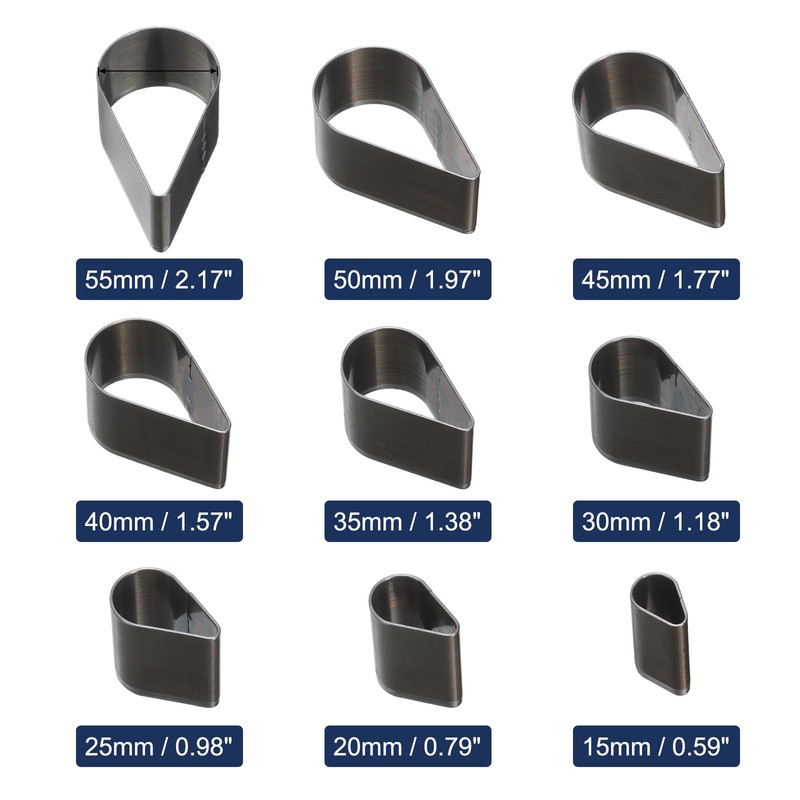 sourcing map Leather Teardrop Shape Punch Cutter Set 9 Sizes
