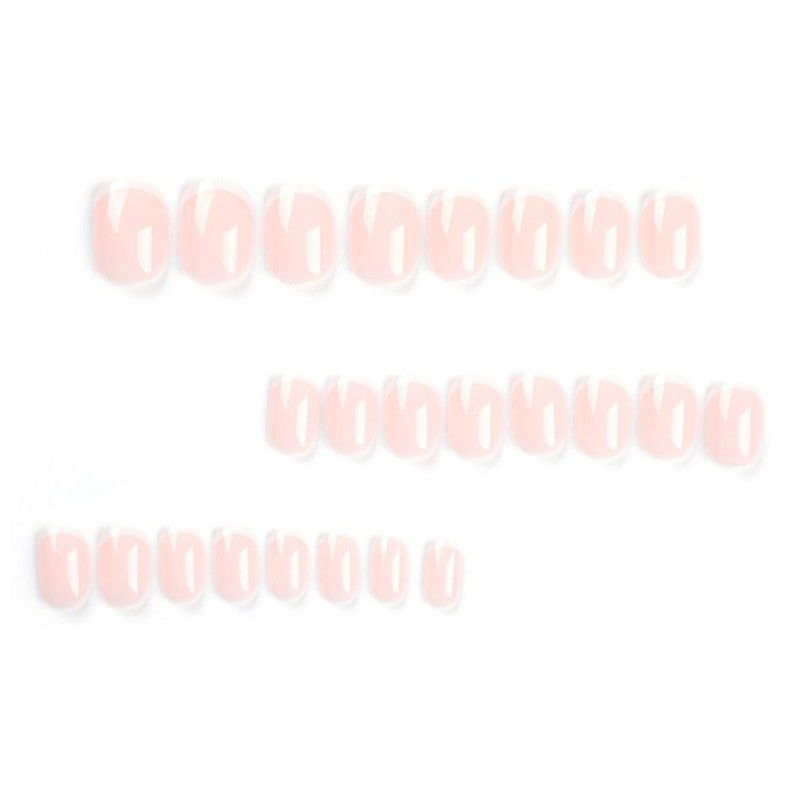 24pcs Short Round False Nails French White Edge Full Coverage