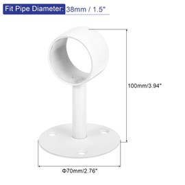 sourcing map 4 Pcs 1.5 Inch Curtain Rod Holder, Ceiling Mount Pipe Flange Socket, Stainless Steel Closet Rod Bracket with Screws, White