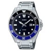 Casio MDV107D-1A2 Analog Silver Strap Unisex Adult Watch, Black/Blue Dial,