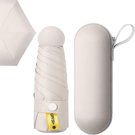 Mini Paraguas de Bolsillo para Lluvia y Sol, Sombrilla Plegable con Protección UV, con 6 Varillas, Ligero y Portátil, Mini Paraguas Plegable con Estuche, Ideal para el Uso Diario y los Viajes