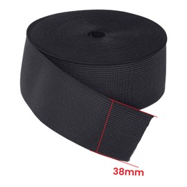 Trimming Shop 38mm (1.5 Inch) Wide Flat Elastic Band, Stretchable Waistband Tape Elastic Cord for Sewing Clothing, Garments, Dressmaking, DIY Craft Projects, Black, 2 Metres