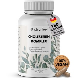 Cholesterol Complex with Plant Sterols & Choline - 180 Vegan Capsules (High Dose) - Bergamot, Artichoke & Red Mould Rice Extract with Monacolin K - Vegan & Laboratory Tested