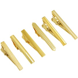 Gold Tie Clip for Men 6 Pack, TAIGRAMA Tie Bar and Tie Pin Clip Set for Regular Ties, Unique Mens Tie Clip Tie Clasp Gold Suitable for Wedding Anniversary Business Professional and Best Gifts