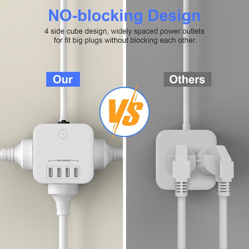 HITRENDS Power Strip with USB, Power Board with 3 Outlets