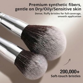 BEAKEY Juego de brochas de maquillaje, base profesional, corrector de sombra de ojos, aplicador bronceador en polvo, 2 esponjas de licuadora con estuc