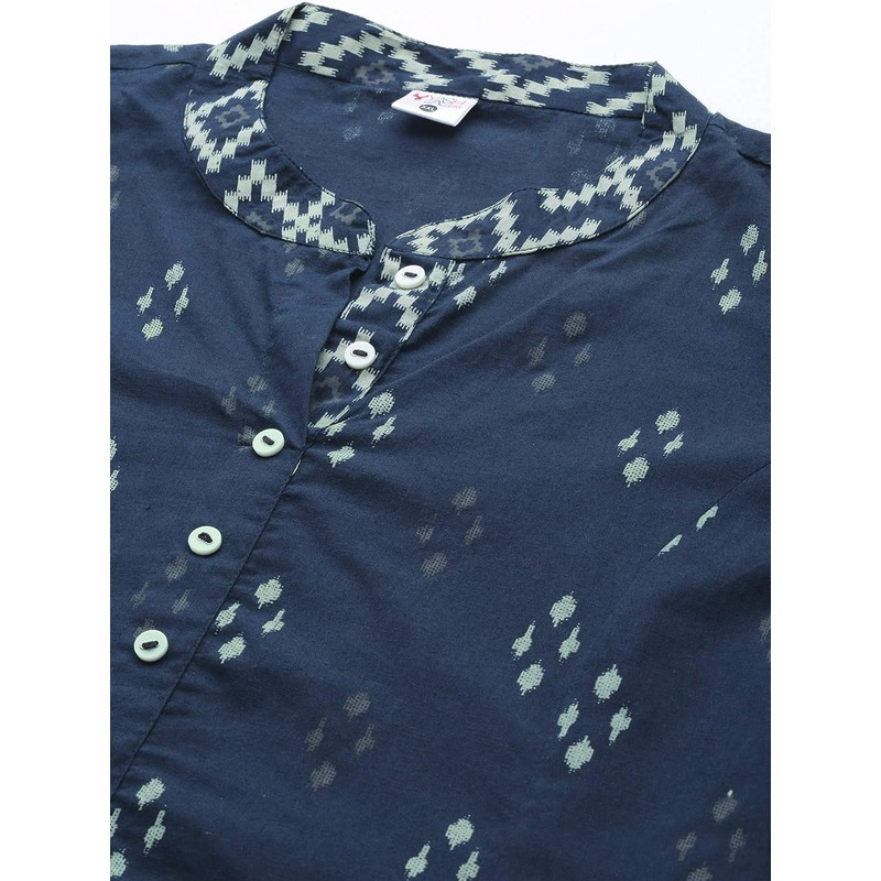 Yash Gallery Kurta de algodón indio con estampado de Ikat
