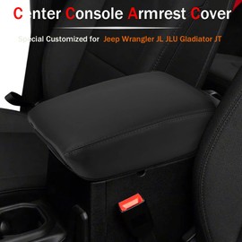 LEXLEY Center Console Leather Cover Armrest Pad Interior Accessories For Jeep 2018 2019 2020 2021 2022 2023 2024 Wrangler JL/JLU,2020 2021 2022 2023 2024 Gladiator JT-Black Stitches