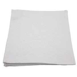 Ilkadim Pack of 8 Washcloths 100% Cotton 30 x 30 cm Plain with Woven Flowers Motif (White)