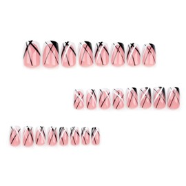 IMRAIN French Tips Press on Nails Square Short Fake Nails Gel Glossy Acrylic Full Cover Squoval False Nails Nude Glue Stick on Nails for Women 24Pcs