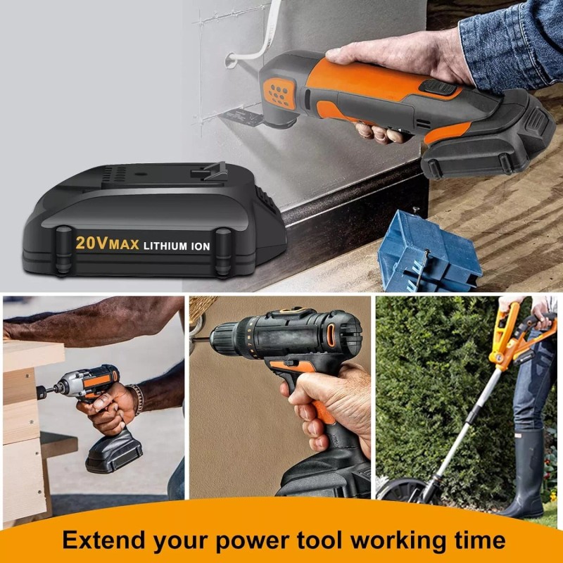 For WORX 2pack For WORX 20V MAX Extend Lithium Battery