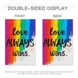 Pride Progress Rainbow Garden Flag Love Always Wins Flag 12x18 Inches Double Sided Burlap Love is Loves Outdoor Decoration