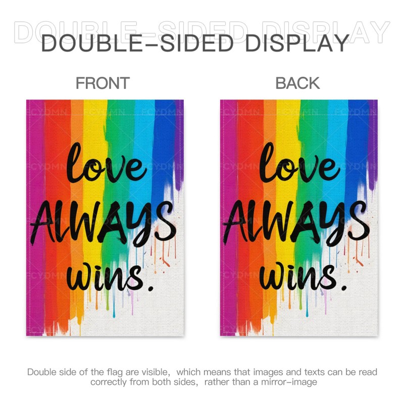 Pride Progress Rainbow Garden Flag Love Always Wins Flag 12x18
