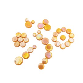 Iridescent Round Glass Mosaic Tiles for Crafts Bulk,1.1LB Mini Circle Mosaic Glass Pieces for Flowerpots, Vases, Cups, Garden and Home Decor DIY Mosaic Making Supplies (Orange)