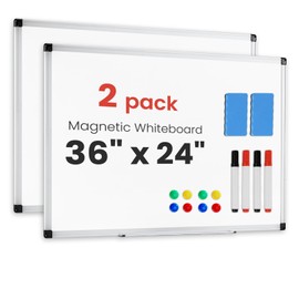 Sweetcrispy Magnetic Whiteboard Dry Erase Set of 2, 36 X 24 Inches, 2 Dry Eraser & 4 Dry Erase Markers & 8 Magnetic Pins