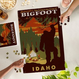 Lantern Press 1000 Piece Jigsaw Puzzle, Idaho, Home of Bigfoot