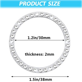 6 Pack Bling Car Crystal Rhinestone Ring Emblem Sticker, Auto Interior Decoration, Bling Car Accessories for Women/Girl, Push to Start Button, Key Ignition Starter & Knob Ring
