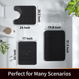 Yimobra Tapete de baño de Espuma viscoelástica, extrasuave, cómodo, Absorbente, Lavable a máquina, Antideslizante, Gruesa, 43 x 61 cm, Negro