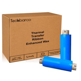 6 Rolls 3.30" x 244' (84mm x 74m), Desktop Thermal Transfer Ribbons -Enhanced Wax, 0.5" Core, Black Ink for Zebra Desktop Thermal Transfer Printer