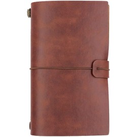Leather Journal Notebook, Interchangeable Leather & Vintage Notebook, 4.72 x 7.87 Inches (Red-Brown)