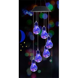 Ulalaza Solar Wind Chime Outdoor LED Color Changing Solar Lights Romantic Décor for Patio Garden Yard Home (Bulb)